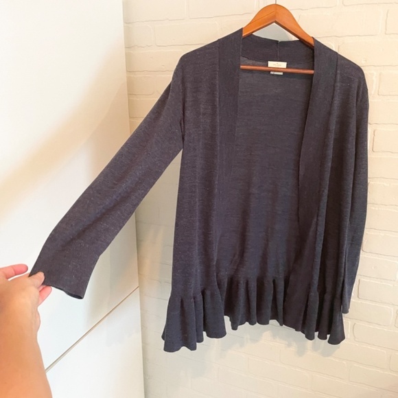 Kate Spade Broome Street Open front cardigan Peplum Heathered Blue XS Oversized - Picture 4 of 13